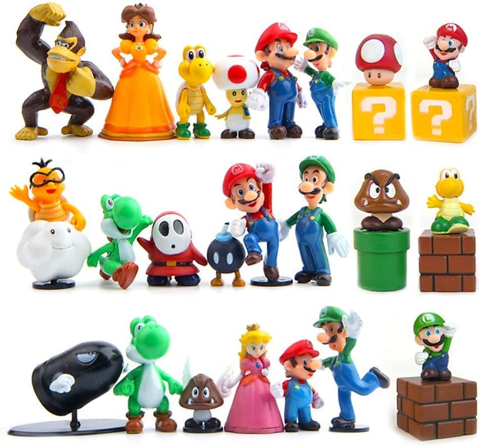 Isaneihas Mario 28 pcs/Set Mario Figures Toy - Mario & Luigi Figurines Yoshi Action Figures (2 inch)