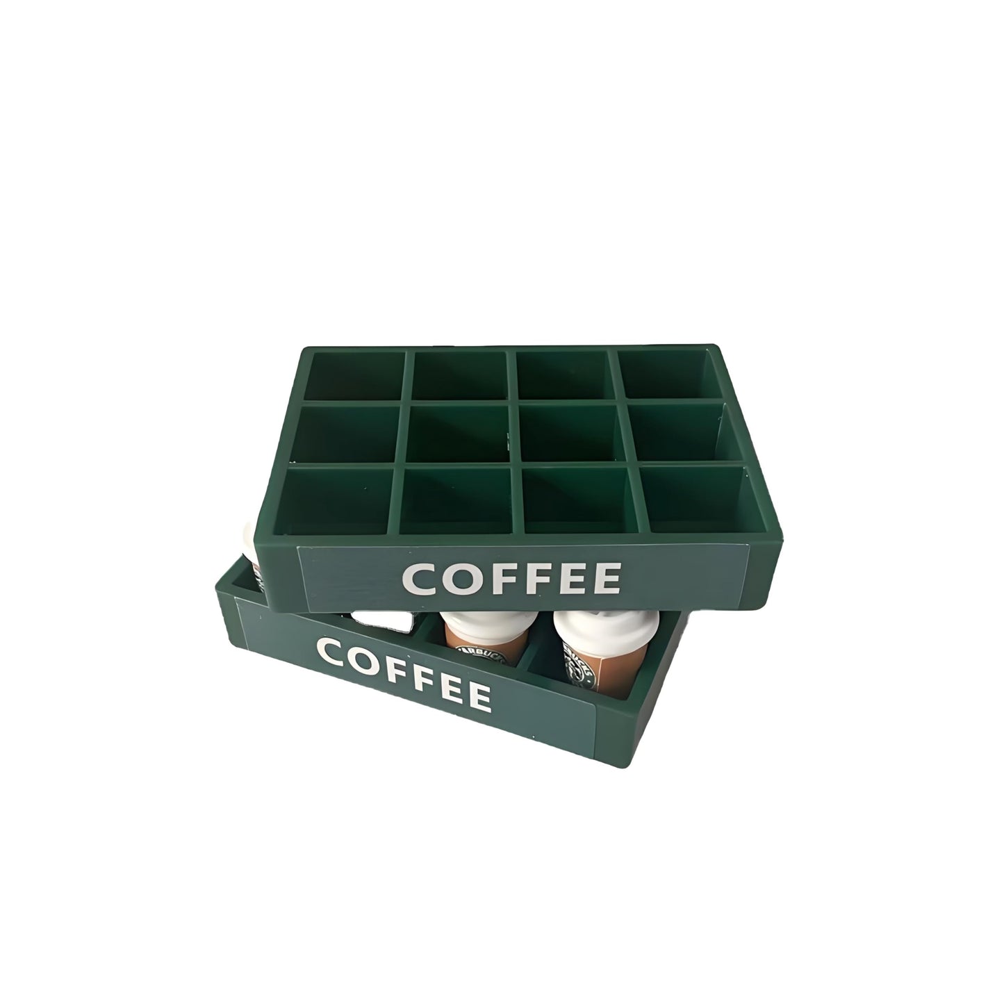12-Piece Miniature RC Car Coffee Cup with Tray - Resin Soft Drink Set for 1/10 RC Crawler Accessories, Dollhouse Kitchen Décor, Compatible with SCX10