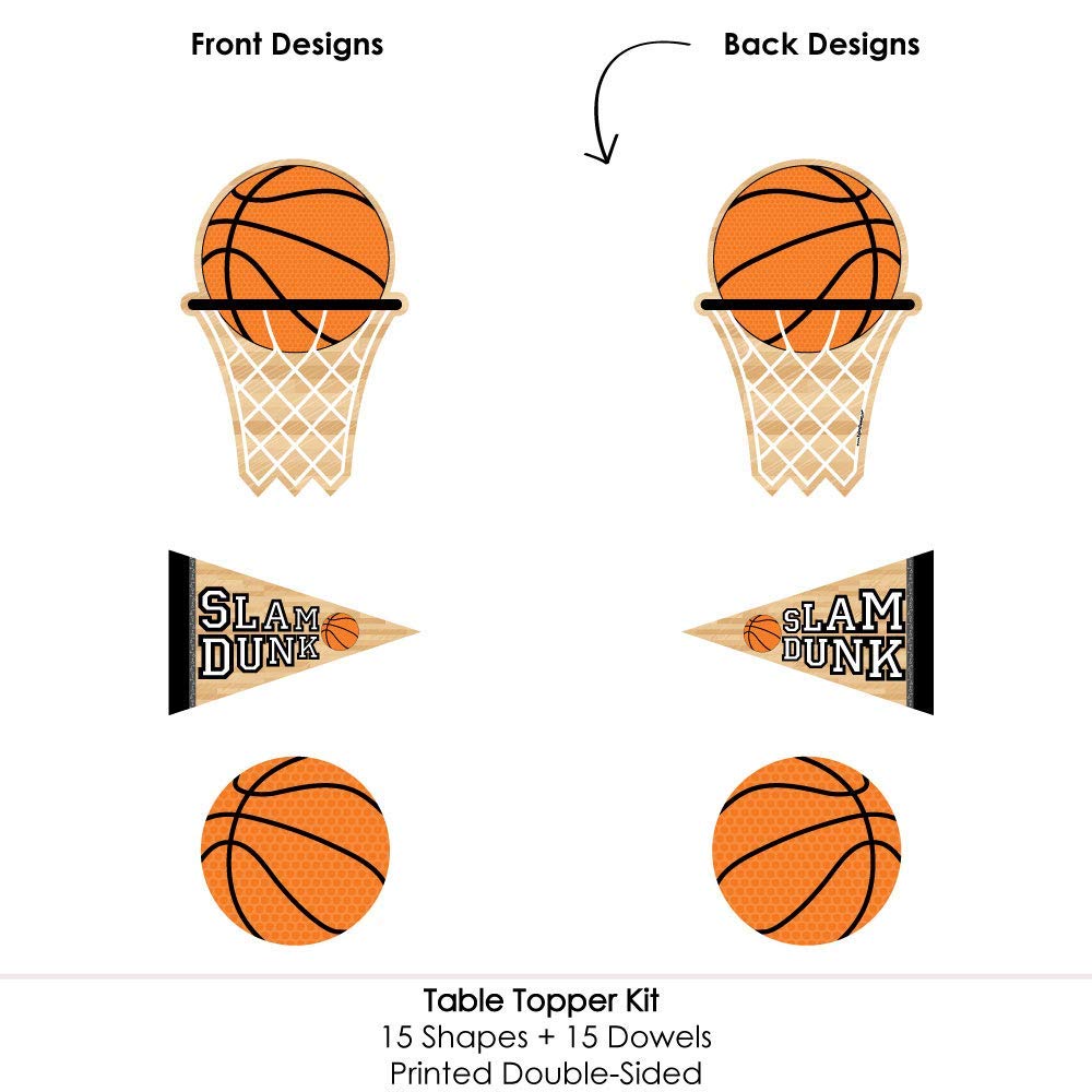 Big Dot of Happiness Nothin' but Net - Basketball - Baby Shower or Birthday Party Centerpiece Sticks - Table Toppers - Set of 15