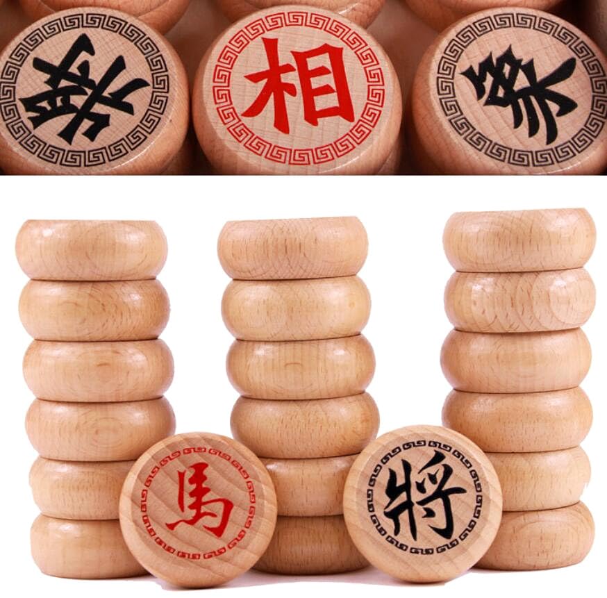 EatingBiting Beechwood Chinese Chess Set Xiangqi Games Sets with Chessboard + Hard Paper Box Chess Board Size: 40x35cm Chess Size 1.38 inch 中国象棋