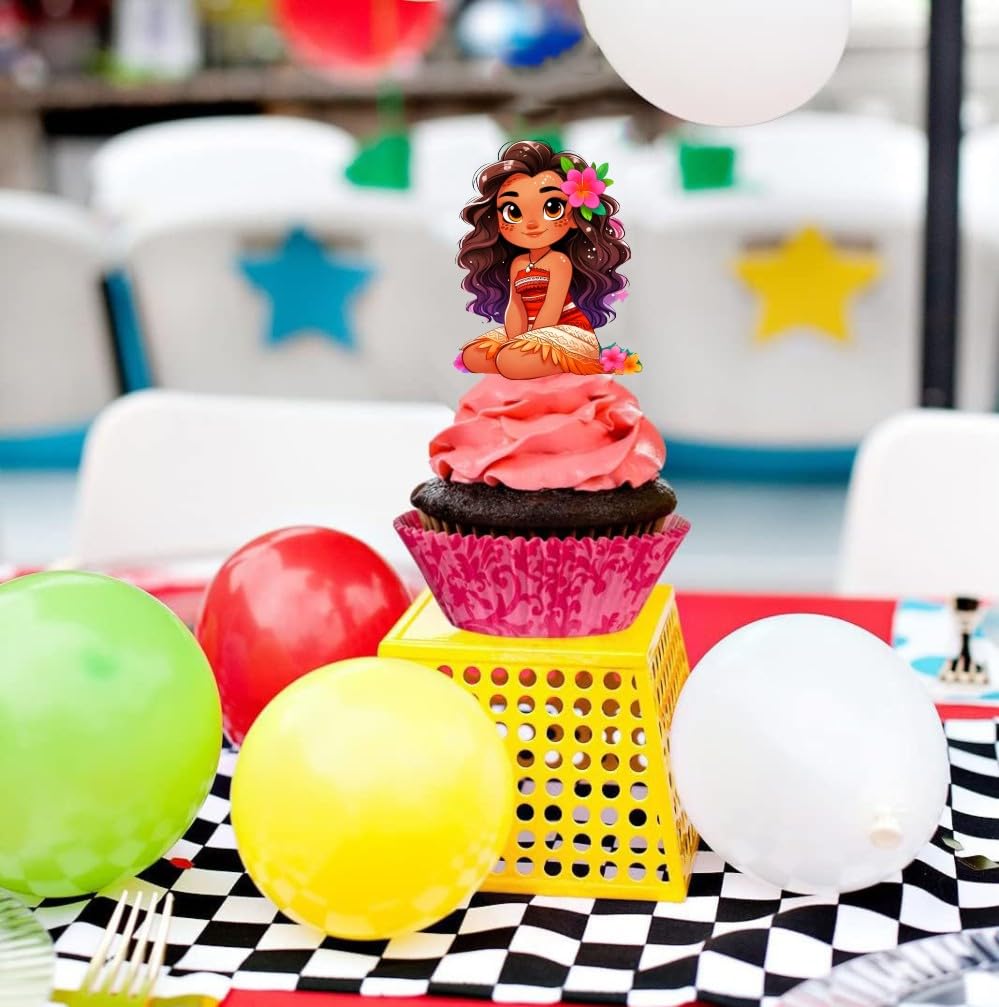 25 Pcs Cake Topper and Cupcake Toppers Set Birthday Party Supplies for Moanana Birthday Decorations