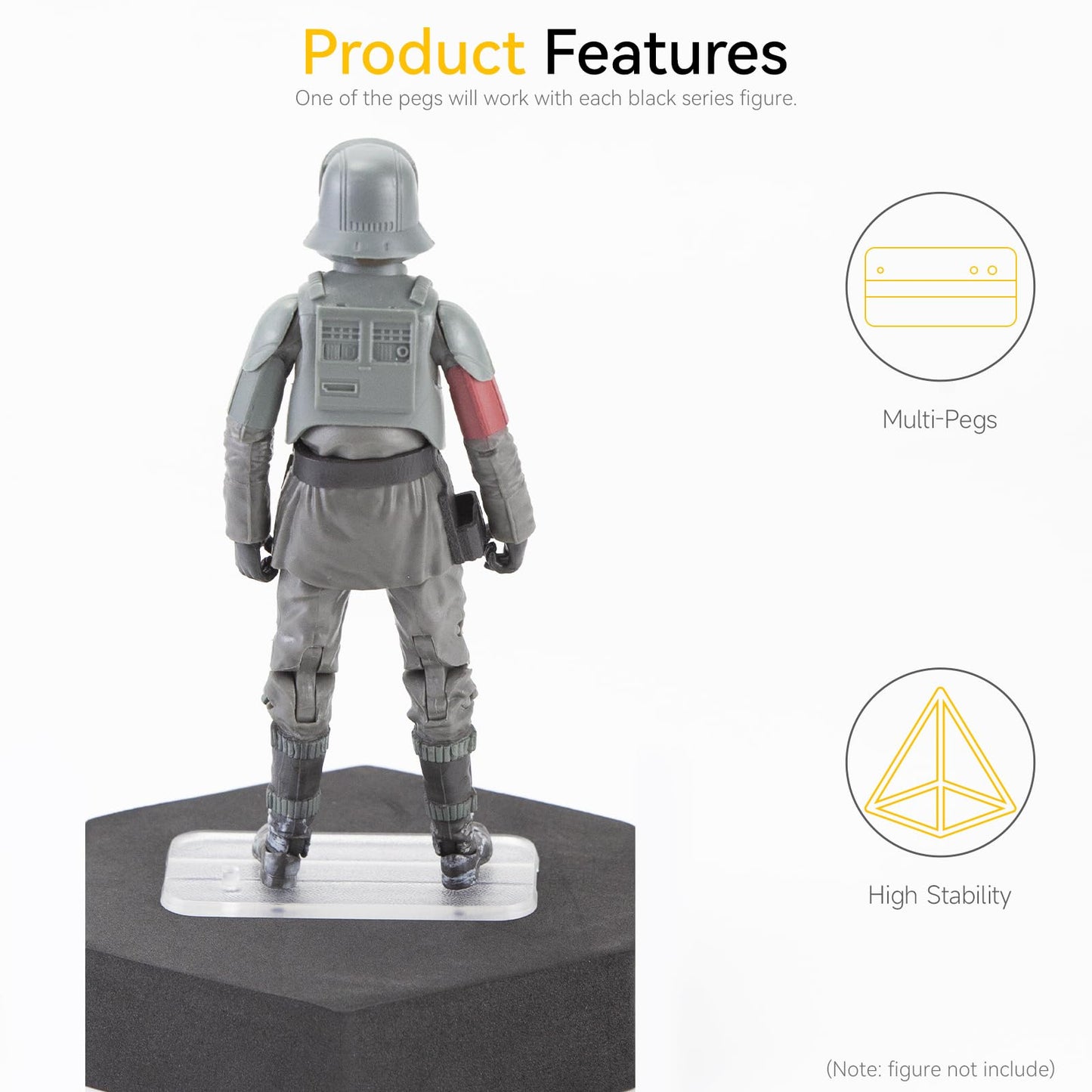 Star Was Black Series 6 inch Action Figure Stand, 1/12 Scale Original Support Display Feet Stands with Peg, Figures Toy Organizer Bases Holder