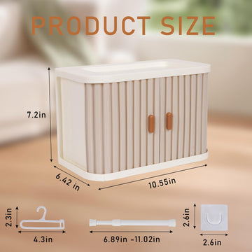 Creproly Doll Wardrobe Storage Box, Foldable Doll Closet with 10 Hangers and Rod for 15/17cm Doll Clothes Stackable Organizer Cabinet