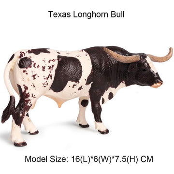 FLORMOON Animal Figures Realistic Texas Longhorn Bull Plastic Early Educational Toys Cupcake Topper Party Gift for Kids 3+ Year Old(Male)
