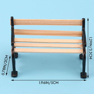 Black 1/24 Miniature Park Bench Dollhouse Decoration Accessories Miniature Dollhouse Miniature Park Bench Scale Accessories(1.9x0.9x1.3 inch)