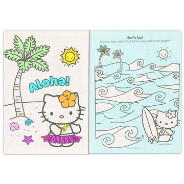 Hello Kitty Coloring and Activity Books Super Set ~ 4 Hello Kitty Books, Stickers, and Beach Kids Door Hanger