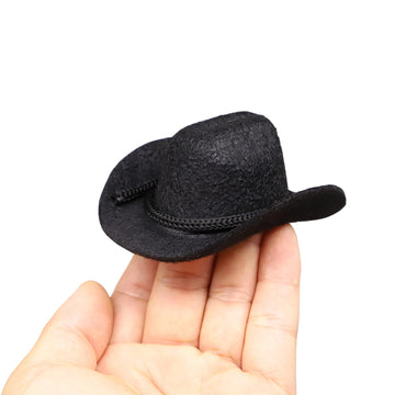 Dollhouse Cowboy Hat, Miniature Cowboy Hat, 1:6 Scale Miniature Soft Cowboy, Mini Hat, Brown/Black, American Old West Hat, for Dollhouse Craft