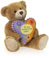 Plushland Stuffed Mocha Heart Bear - You are Always in My Heart- Plush Bear Toy for Kids & Adults - Embroidered Heart Pillow - Brown-6 inches