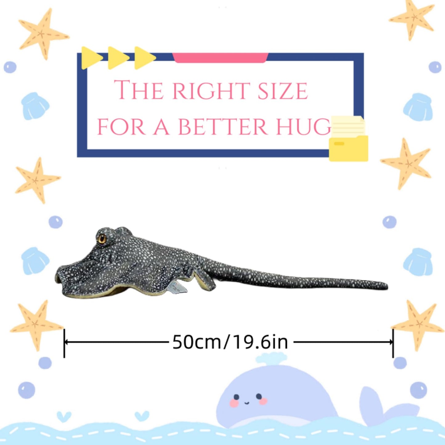 FRANKIEZHOU Realistic Leopard Stingray Fish Plush - 19" Lifelike Stuffed Animal, Soft Skate Toy, Gifts for Kids, Baby Gift, Cute Plush, Home Decor