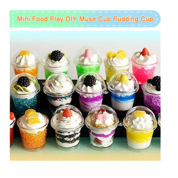KOOBOOK 20Pcs Mini Frappuccino Cup Cold Coffee Cup Dollhouse Miniature Simulation Plastic Cup Cake Ice Cream Cups(with Doming Lid)