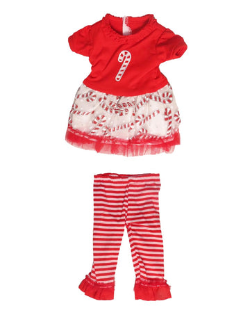 American Fashion World Candy Cane Tutu Christmas Outfit for 18-Inch Dolls | Premium Quality & Trendy Design | Dolls Clothes for Popular Brands