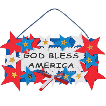 Fun Express God Bless America Sign Craft Kit, Makes 12 Foam Signs - 4th of July Crafts for Kids