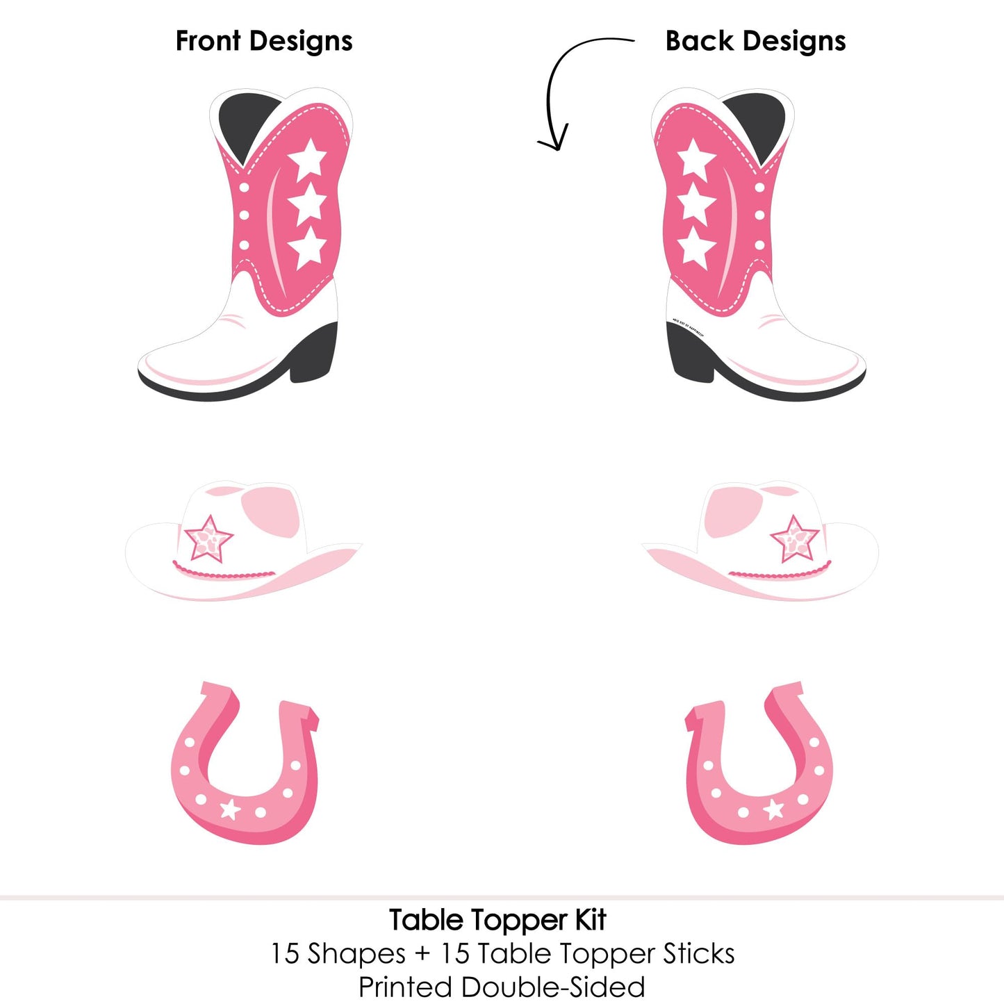 Big Dot of Happiness Rodeo Cowgirl - Pink Western Party Centerpiece Sticks - Table Toppers - Set of 15