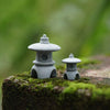 2Pcs Miniature Japanese Stone Lanterns, Natural Bluestone Pagoda Ornaments for Adult Collector Dollhouse Garden, Bonsai & Zen Micro-Landscape, Serene