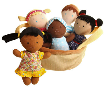 Snuggle Stuffs Basket of Buddies Multicultural Plush Dolls | Diversity & Inclusion Toys for Toddlers | Soft 8 Inch Ethnic Friends for Preschool