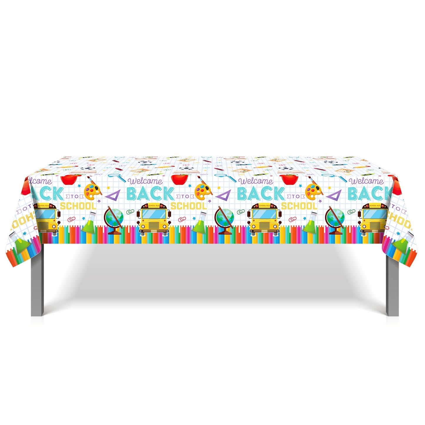 3 Pieces Back to School Tablecloth Welcome Back to School Party Decorations First Day of School Plastic Table Covers for Classroom Party Supplies