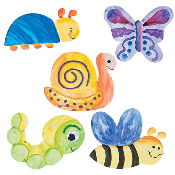 Fun Express Spring Bug Watercolor Shapes - 6" x 5" Assorted DIY Paper Crafts for Kids - Engaging Educational Activities for Creative Learning - 50