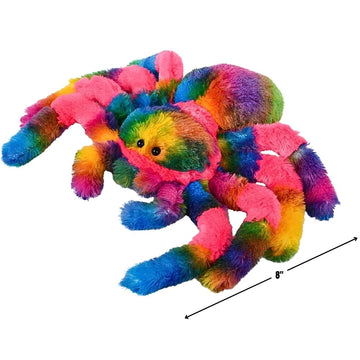 Rhode Island Novelty Charming Rainbow Splatter Spider, Soft Stuffed Animal Toy for Kids, 8 Inch