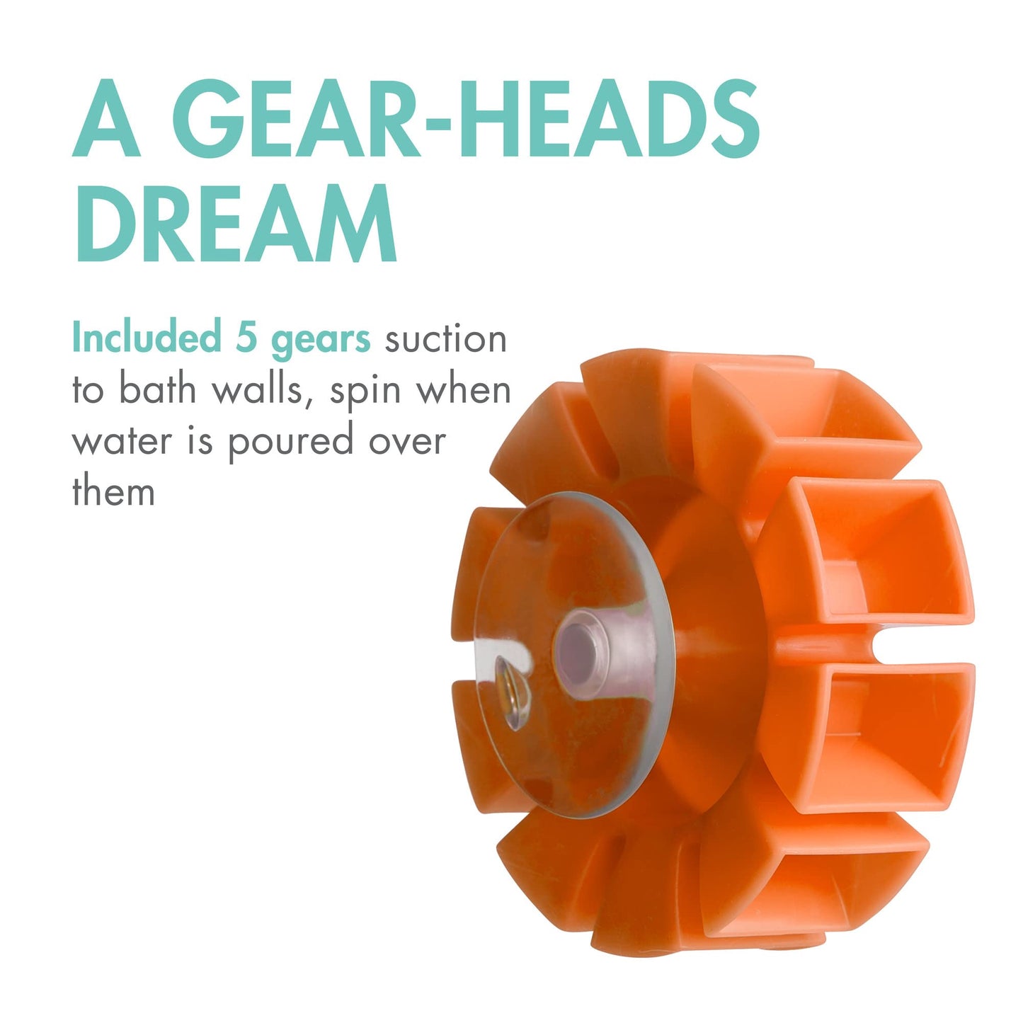 Boon Cogs Baby Bath Toys - Spinning Gear Themed Sensory Baby Toys for Bathtub - Suction Toys for Bathtub Walls - Navy and Yellow - 5 Count - Ages 12