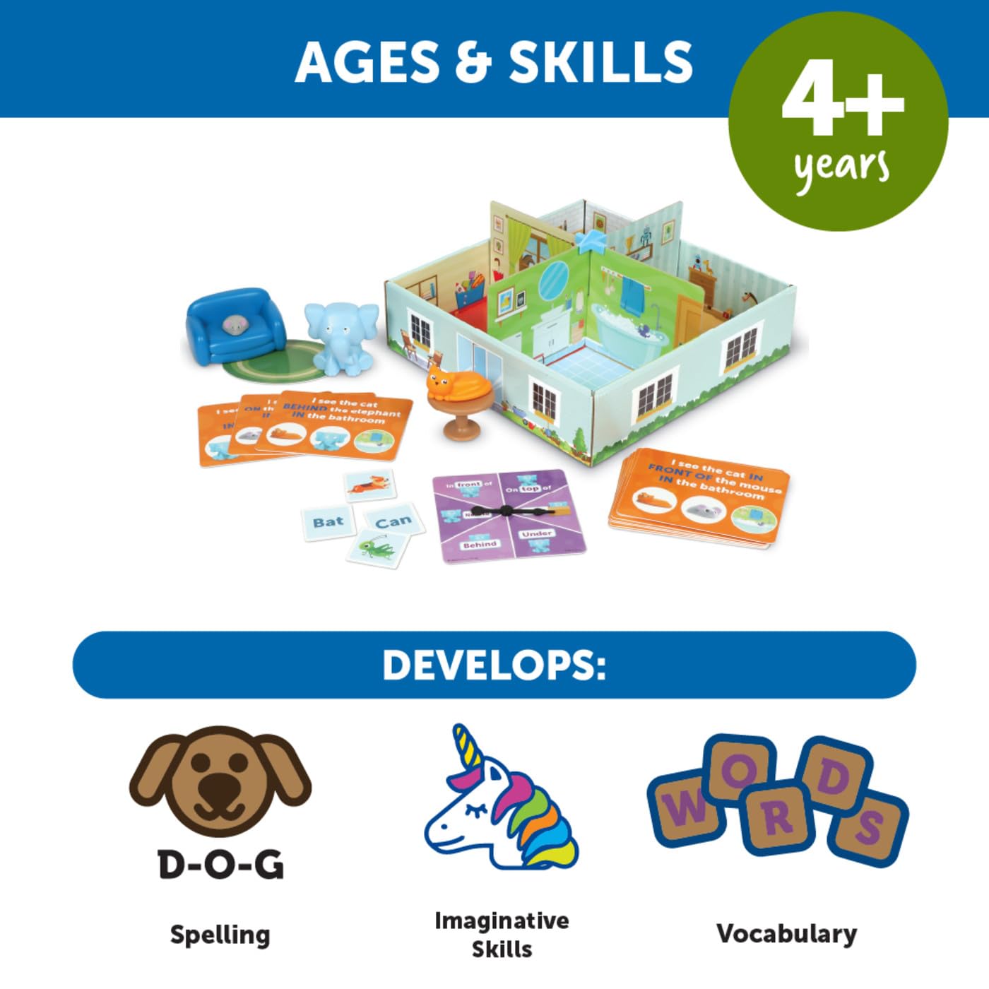 Learning Resources Elephant in the Room Positional Word Activity Set - Toddler Board Games, Language and Critical Thinking Skills, Sentence Building