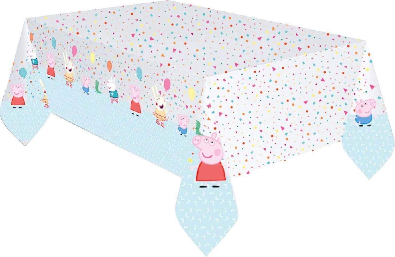 Peppa Pig Confetti Party Plastic Table Cover - 54" x 96" (1 Piece) - Vibrant Multicolor Design, Durable & Easy Clean - Perfect For Themed Parties