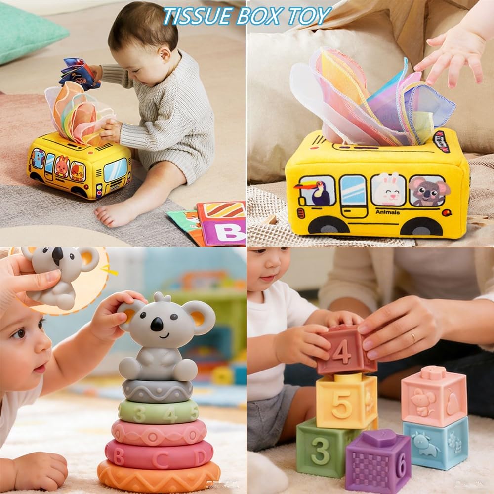Montessori Baby Toys 6-12-18 Months, Toys for 1 + Year Old, Infant Teething Toy Stacking Building Blocks Shape Sorter, Spinner and More. Sorting