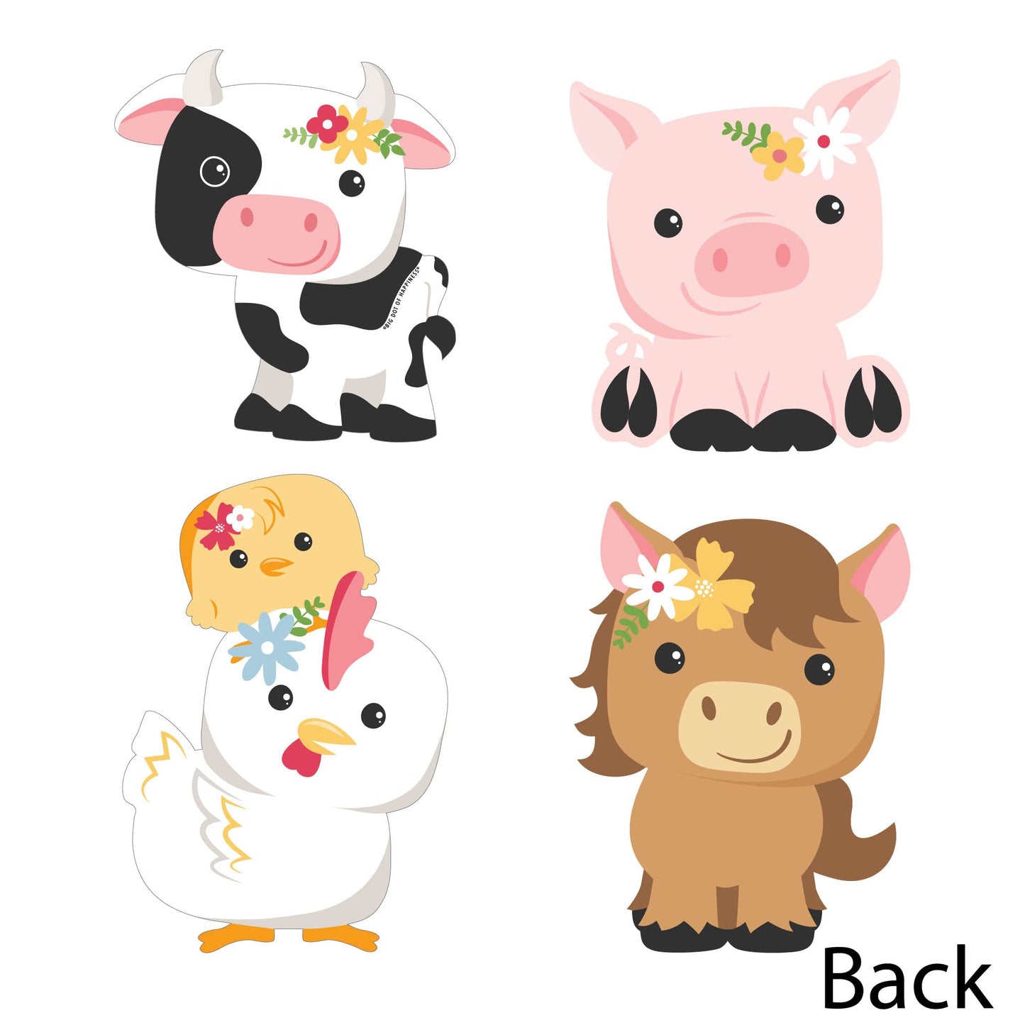 Big Dot of Happiness Girl Farm Animals - Decorations DIY Pink Barnyard Baby Shower or Birthday Party Essentials - Set of 20