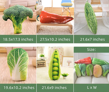 GracesDawn Green Simulation Vegetables, red Peppers, Broccoli, Bitter Melon, peas, Cabbage Vegetable Stuffed Plush Toys, Pillows Lumbar Pillows, Ideal