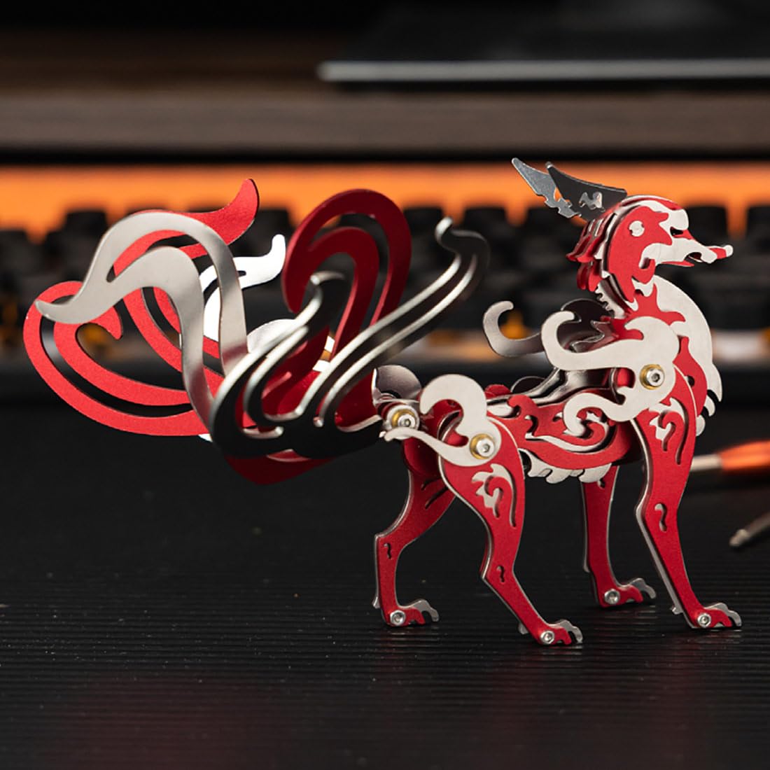 YounggDiy 3D DIY Metal Puzzle Kits, 3D Metal Mechanical Nine-Tailed Fox Puzzle Model Kit, 3D Jigsaw Puzzles for Adults, Brain Teaser Puzzle Toy Gift