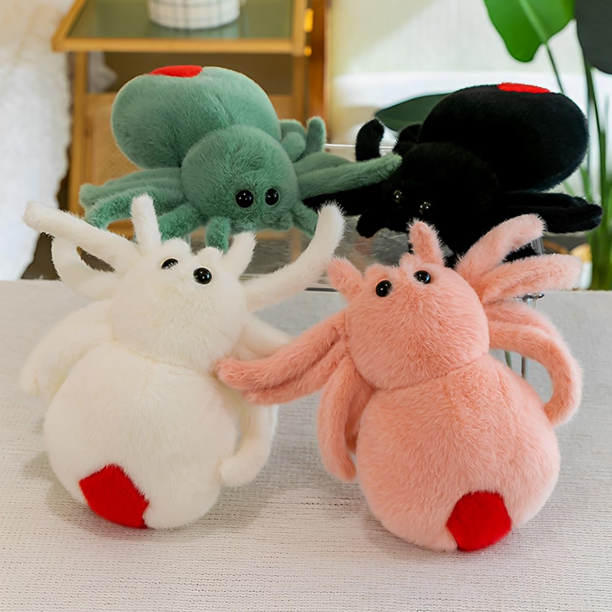 YUDONG 9.8" Green Soft Spider Plush Pillow, Realistic Toy