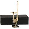 Dselvgvu Miniature Trombone with Stand and Case Brass Mini Musical Instrument Trombone Replica Collectible Figurines Dollhouse Accessories Model Home