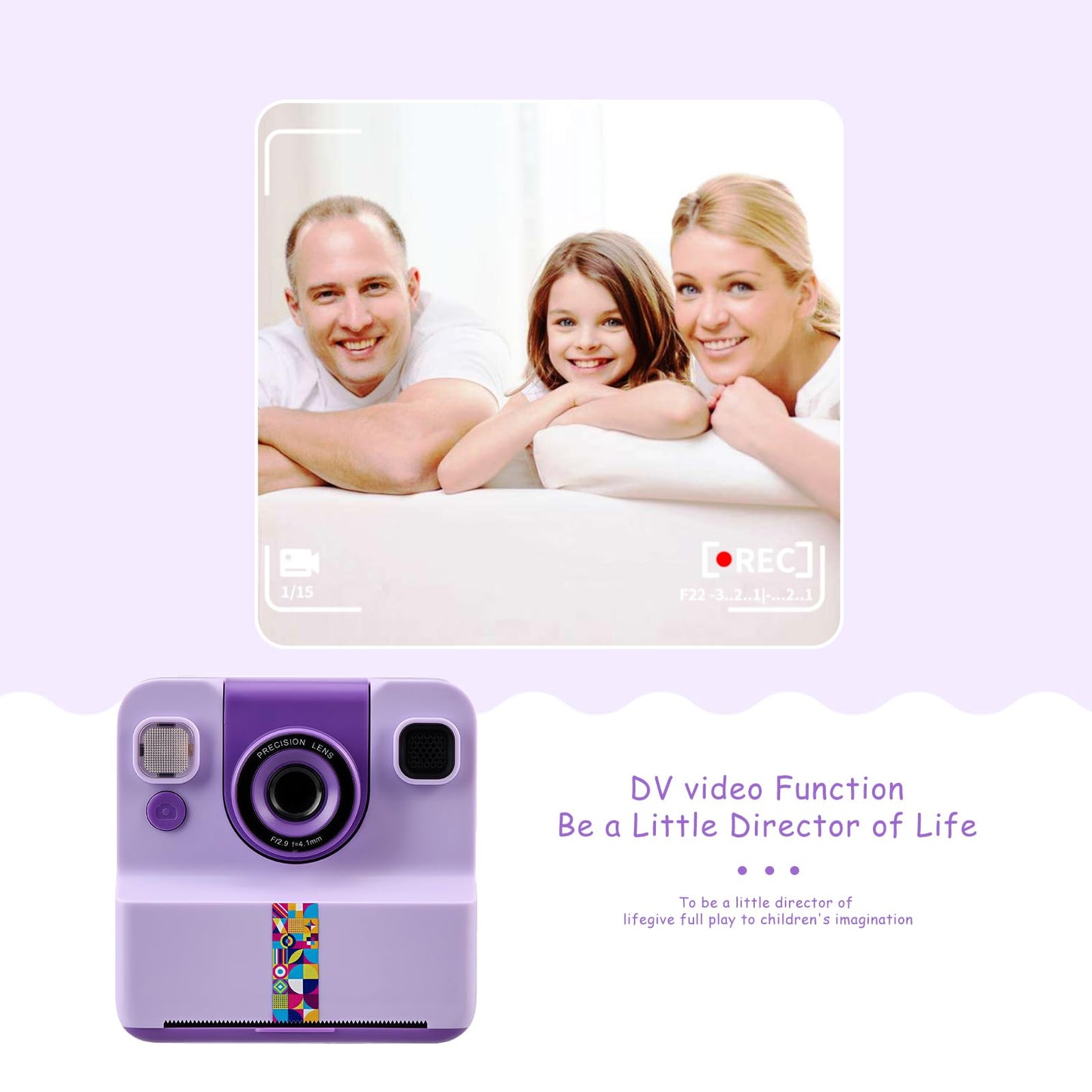 Cute Instant Print Camera for Kids - Perfect Birthday or Christmas Gift for Girls and Boys Age 3-12, Fun HD Digital Video Camera Toy with 32GB SD