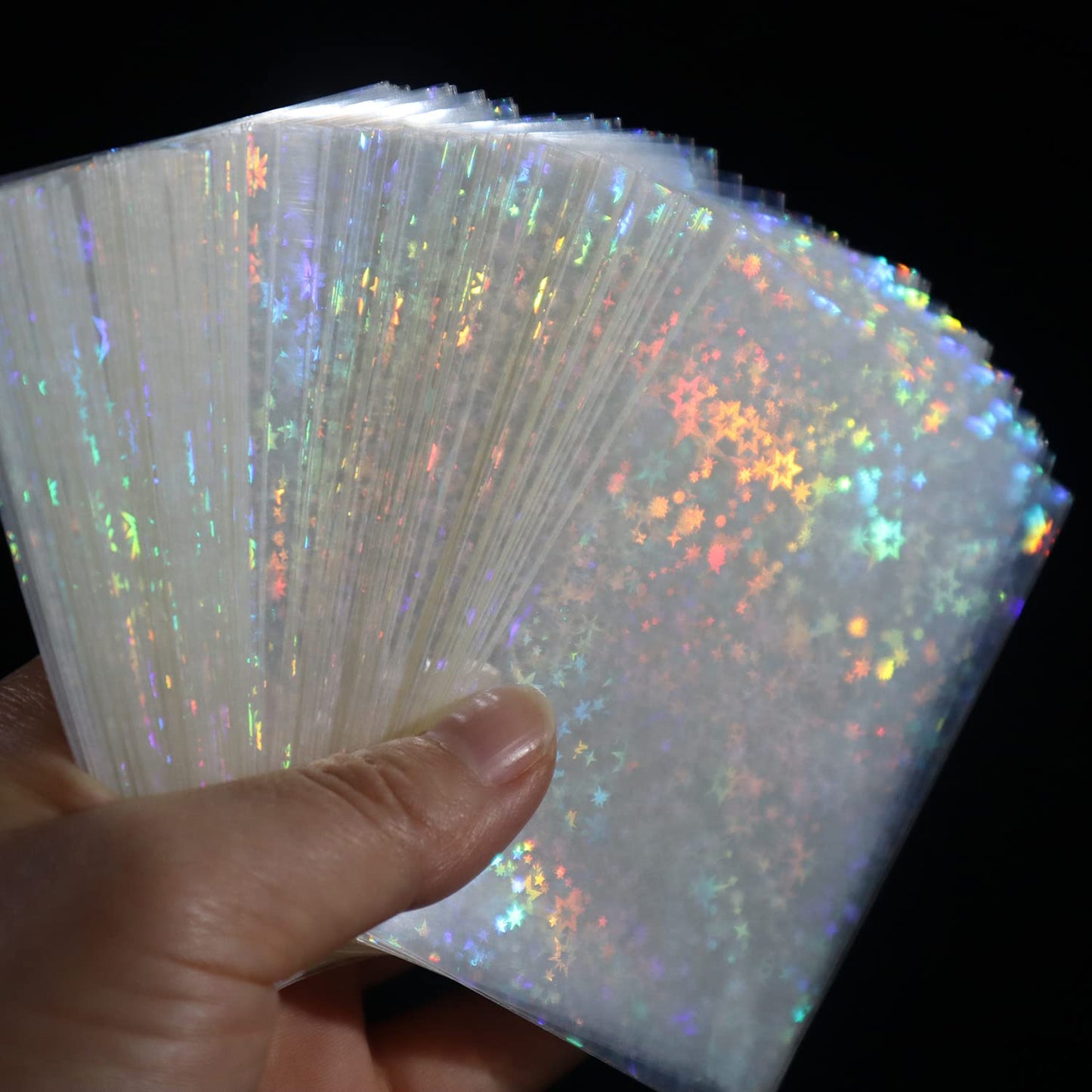 Black Lotus 100pcsLot Little Star Laser Flashing Card Sleeves Trading Cards Shield Magic Card Protector Holographic Foil Protective Cover 61x88mm