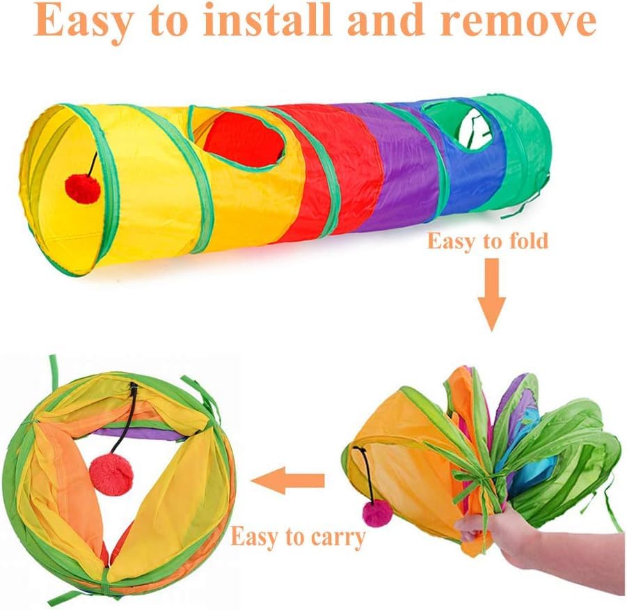 Cat Tunnel Toy with Hanging Ball, Cat Tunnel,Cat Tunnels for Indoor Cats