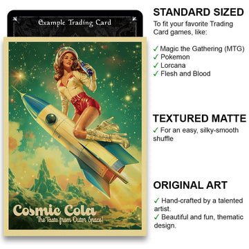 Fantasy North - Cosmic Cola #2-50s Retro Vintage - Rocket Girl - 100 Textured Matte TCG Card Sleeves - Fits Magic MTG Commander Pokemon and Other Card