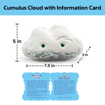 Thunderheads Cumulus Cloud Plushie, Weather-Inspired Soft Collectible with Fun Fact Card for Earth Education, Eco-Conscious Science Gift for Families