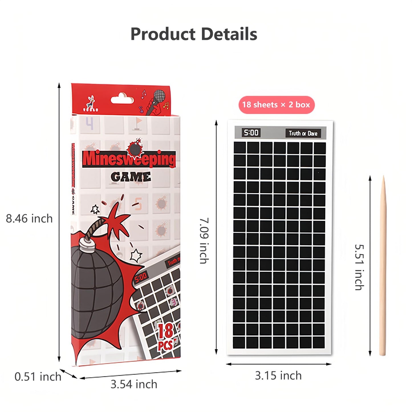 Ensclo Fun Board Game for Adults, Minesweeping Scratch Off Card, Portable Travel Essential & Party Tabletop Games, Funny Family Enjoyment, Game Night