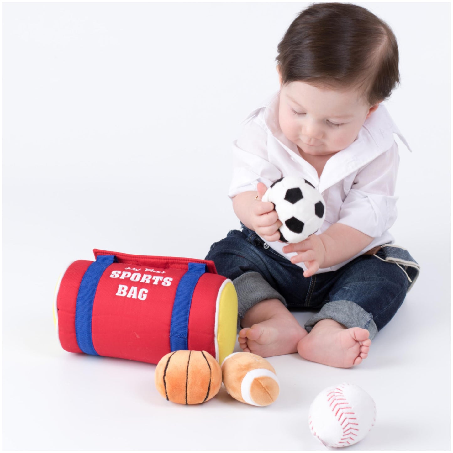 GUND Baby My First Sports Bag 5-Piece Sensory Plush Toy Playset for Babies