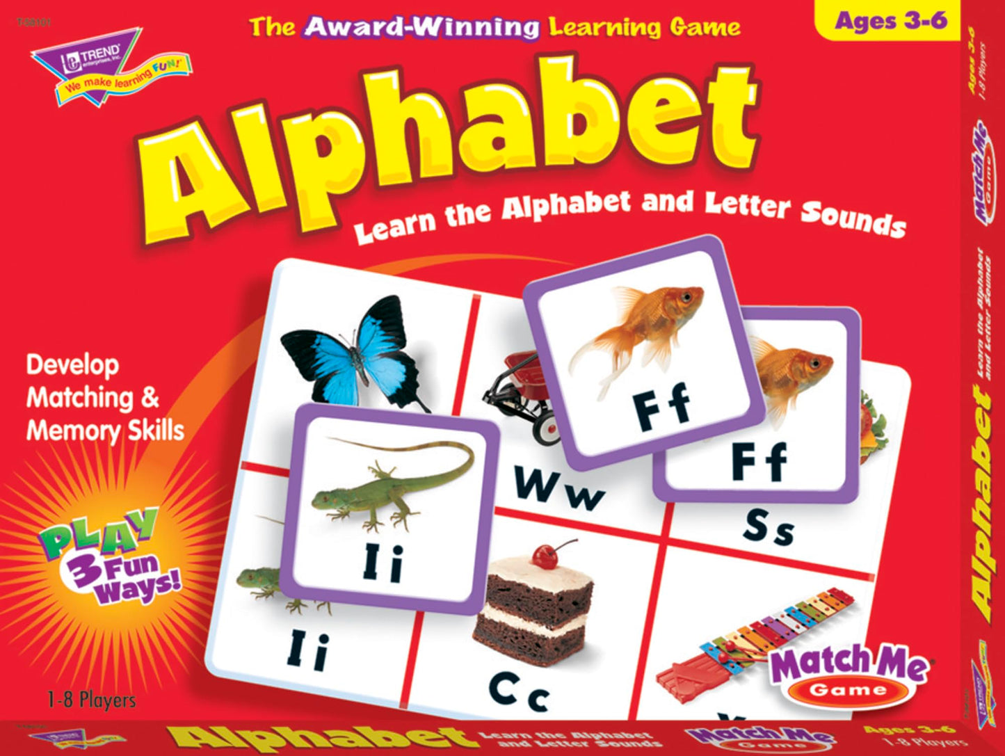 Trend Enterprises: Match Me Game-Alphabet, Learn The Alphabet and Letter Sounds with Photos, Develop Matching and Memory Skills, Play 3 Fun Ways, Ages