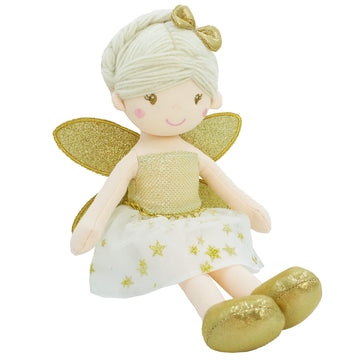 June Garden 12" Enchanted Garden Fairy Doll Joyce - Plush Stuffed Soft Doll Girl Gift - Gold Outfit and Wings