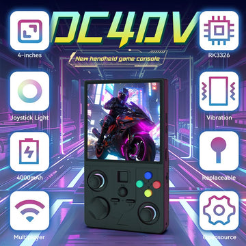 DC40V Handheld Game Console 4.0inch 720*720 IPS 1:1 Screen 4000mAh RK3326 Linux Game Console Black-64