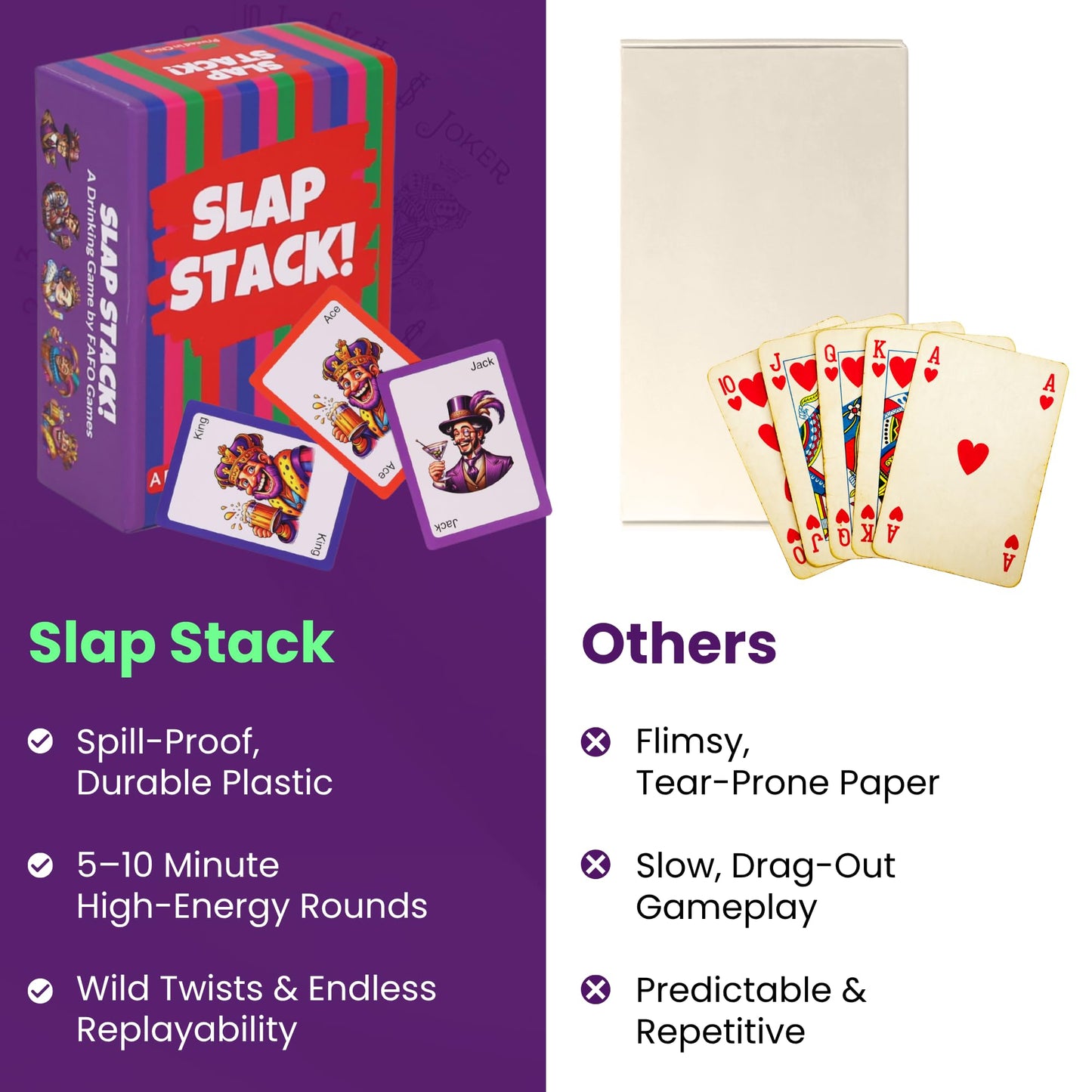 Slap Stack - Party Card Game for Adults, Fast-Paced Drinking Card Game, 3-8 Players, Perfect for Game Nights, Birthdays & Bachelor Parties