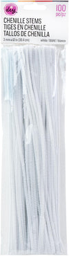 White Chenille Pipe Cleaners, 3mm x 12 inch, 100 Pack