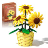 Sunflower Building Set with Motion Sensing LED Light- 465 PCS Botanical Collection Potted Plant Compatible with Lego, Artificial Flower Blocks