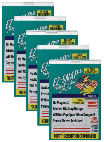 5-Count Pro-Mold 35pt EZ-Snap Trading Card Holders Holds Sleeved Card UV Protection CH35SA