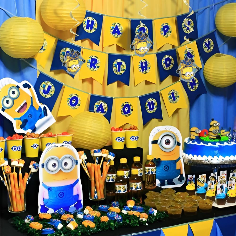 Despicable Me Hanging Swirl Decorations, 26" (Pack of 3) - Eye-Catching Yellow & Blue Design, Perfect for Indoor & Outdoor Use