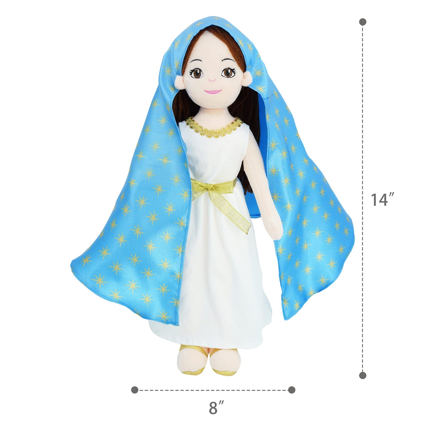 June Garden 14" Plush Religious Figure - Lady of Guadalupe Catholic Blessed Virgin Mary - Virgen de Guadalupe
