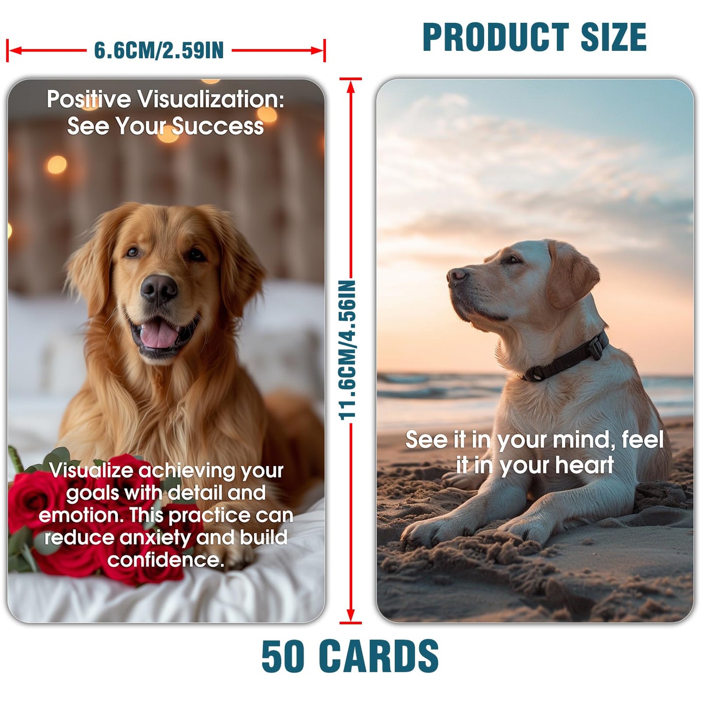 ZZBUY Dogs Against Anxiety Cards, 50 Affirmation Cards for Stress Relief and Self Care Mindfulness