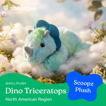 The Petting Zoo Dinosaur Triceratops Stuffed Animal Plushie, Gifts for Kids, Scoopz Dinosaur Animals, Blue Dinosaur Triceratops Plush Toy 8 Inches