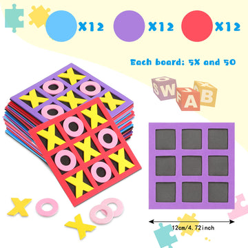 Skylety 36 Pack Tic Tac Toe Foam Tic Tac Toe Mini Board Game Family Classic Educational Table Game for Birthday Party Favors, Birthday Goody Bag